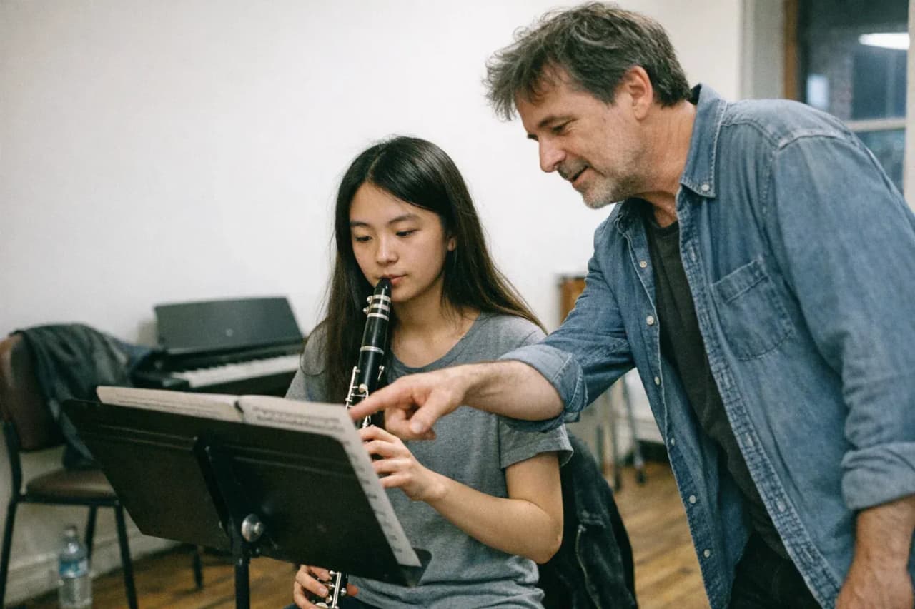 Student in a private lesson at École de musique du Marché in Montreal