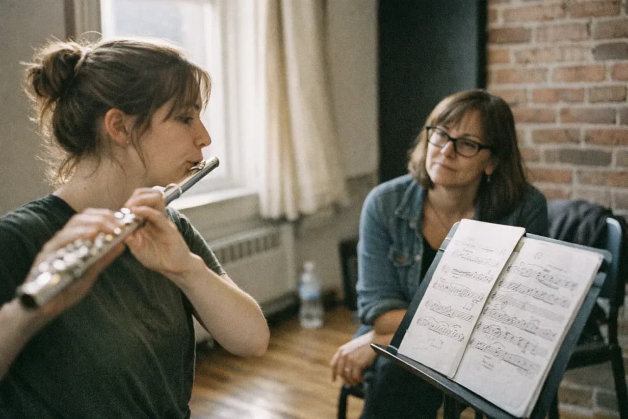 Student in a private lesson at École de musique du Marché in Montreal