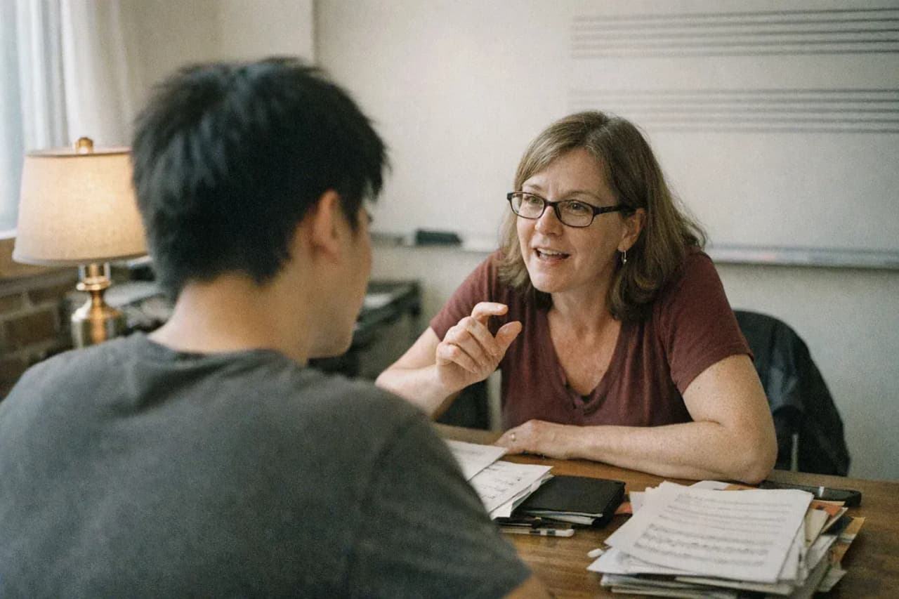 Student in a private lesson at École de musique du Marché in Montreal