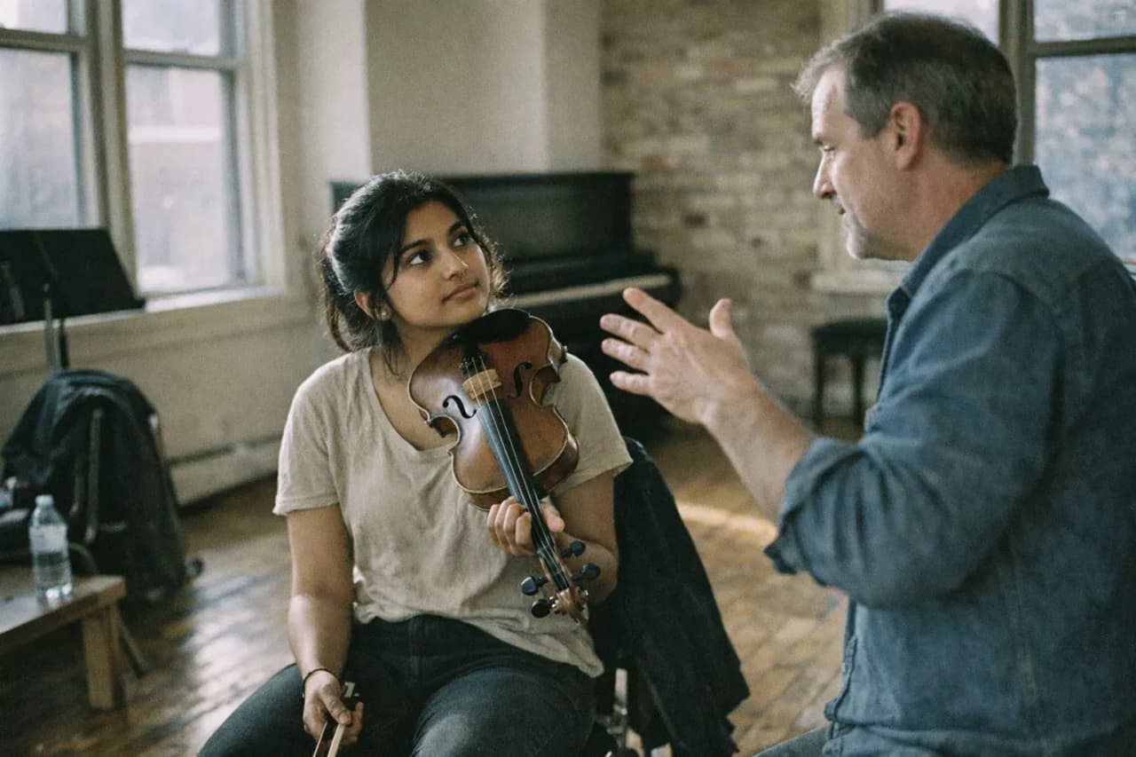 Student in a private lesson at École de musique du Marché in Montreal